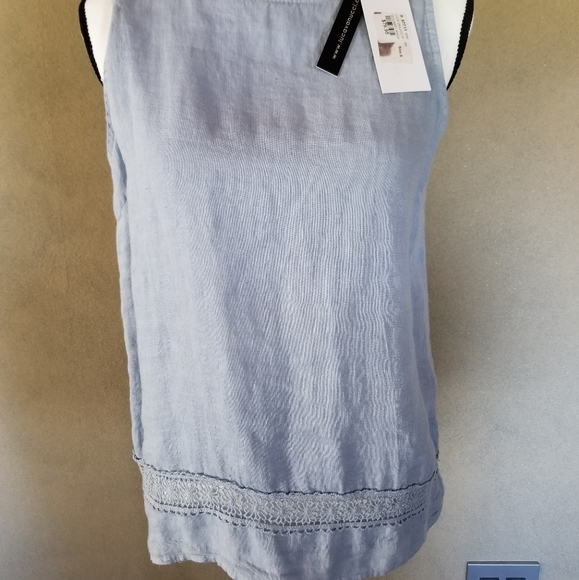 NWT- Sz Small Luca Vanucci Blue Linen Tank - Picture 1 of 3